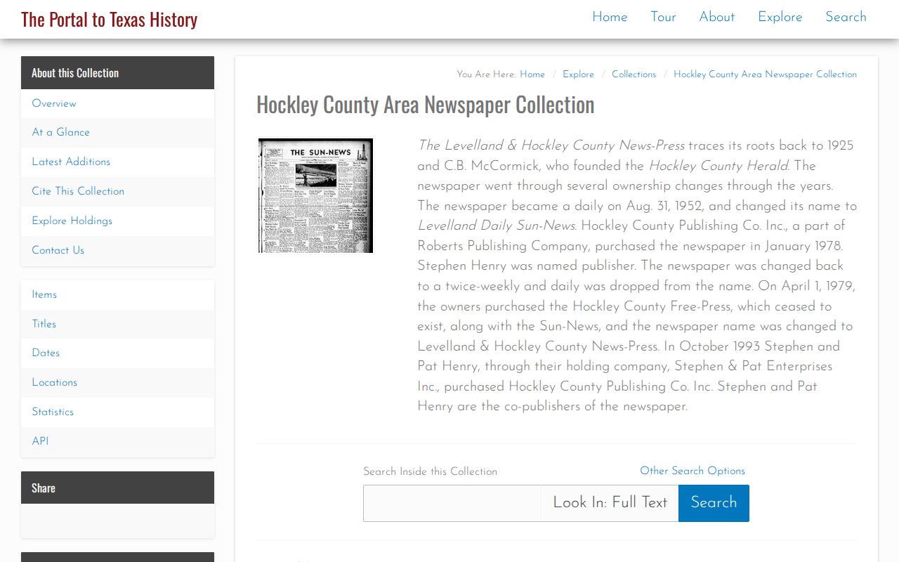 Hockley County historical newspaper collection at Portal to Texas History