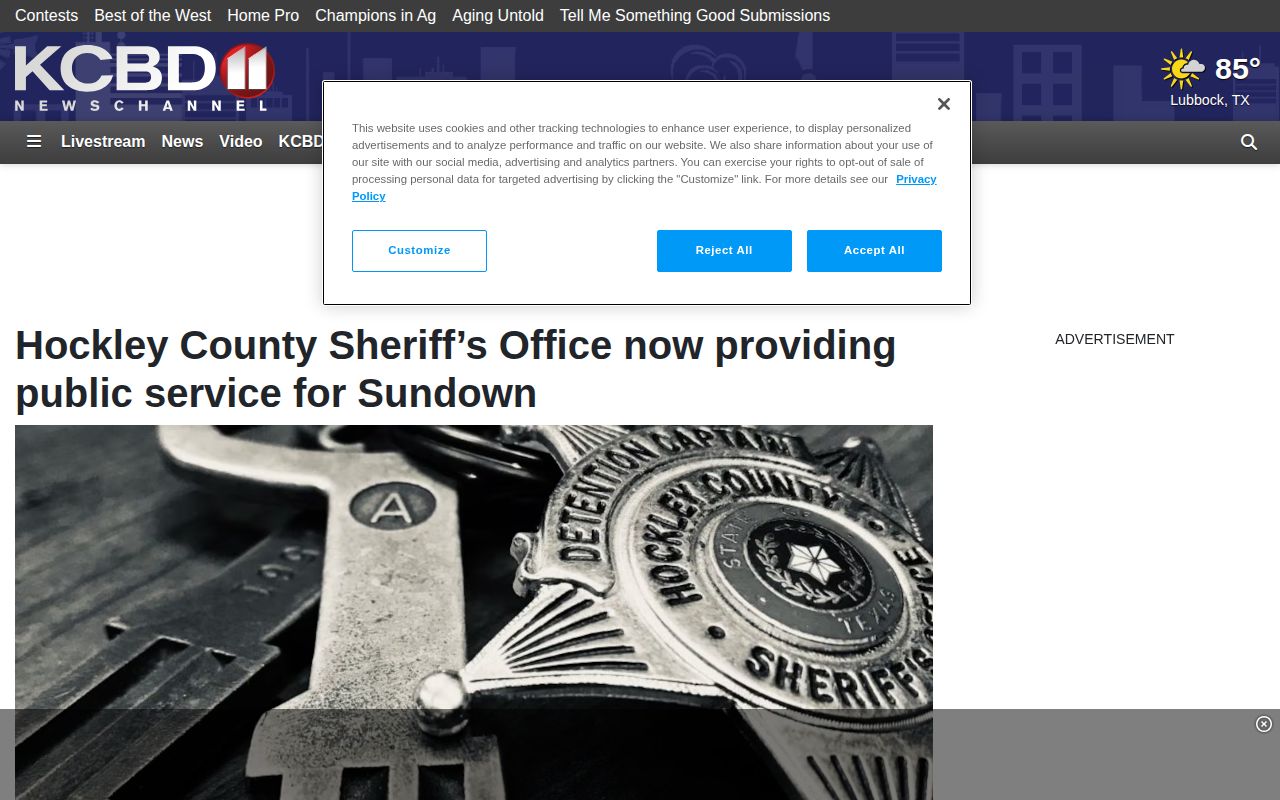 Sundown booking record and Hockley County service history